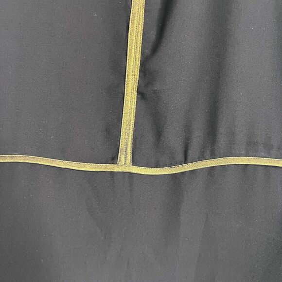 August Silk NWT Black Gold Trim Keyhole Bell Sleeve Silky Blouse Size Small - Picture 4 of 10
